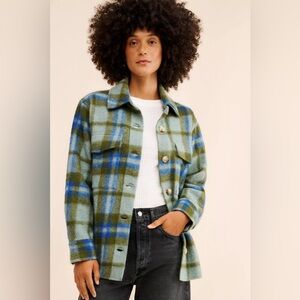 Faherty Cotswold Shirt Jacket Oakland Plaid Wool Blend Shacket Size Medium NWOT